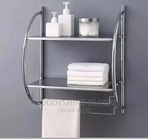 2 Tier Bathroom Commodity Shelf Stainless Stee Towel Hanger