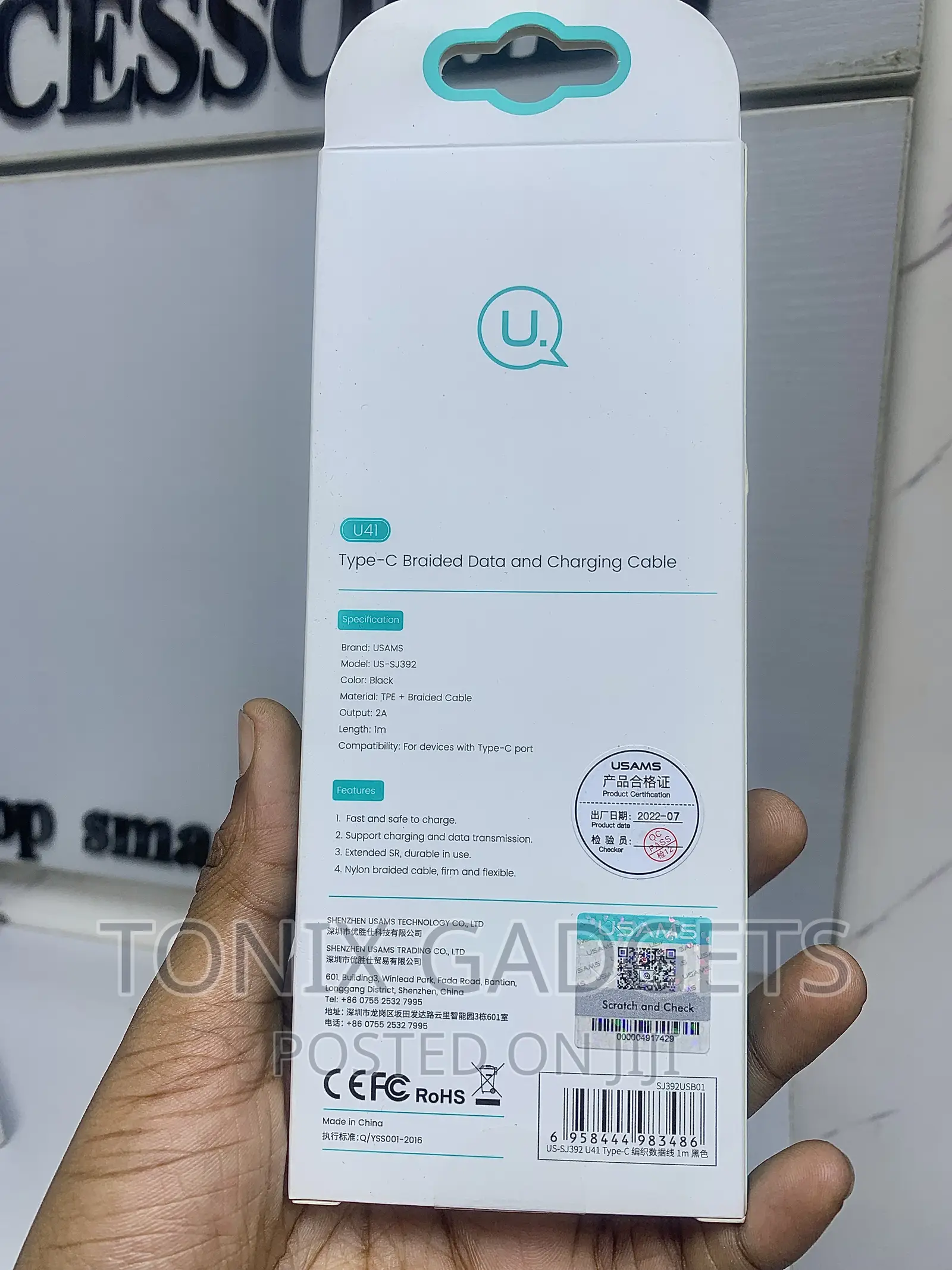 Usams U41 Data Charging Cable for Type-C Android
