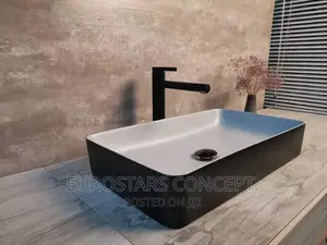 Black An White Long Ceramic Wash Hand Basin
