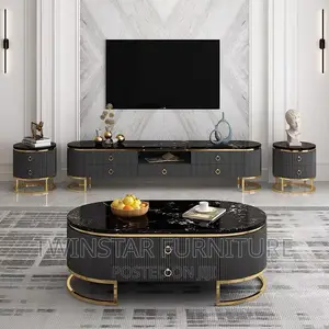 Modern Luxury Set of Tv Stand With Centre Table 2 Stools