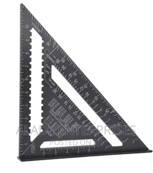 12 Inch Black Aluminium Right Angle Triangle Ruler Rustproof