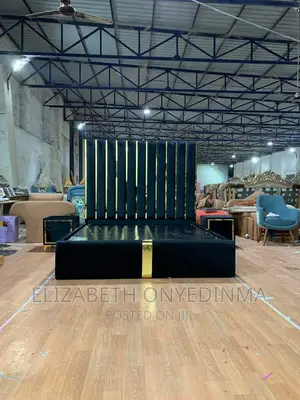 6 by 6 Padded Bedfram Black With Gold