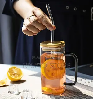 Modern Square Straw Cup Color Handle Juice Cup Bamboo