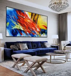 Blue, Red, Yellow and a Touch of Brown Abstract Painting