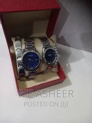 Couples Set of Silver Wrist Watch With Bracelets - Silver