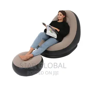 2pcs Lazy Inflatable Sofa Couch Pedal Thickened Stool