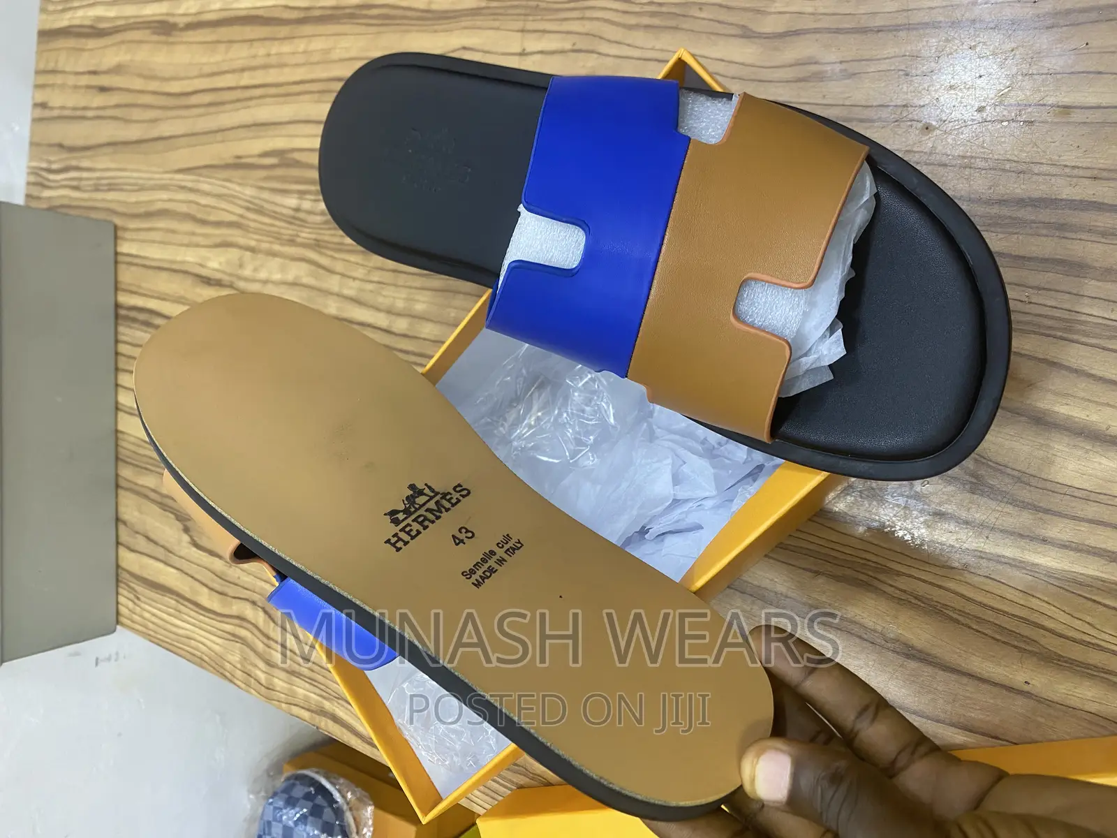 Original Hermes Leather Slipers
