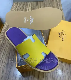 Original Hermes Leather Slipers
