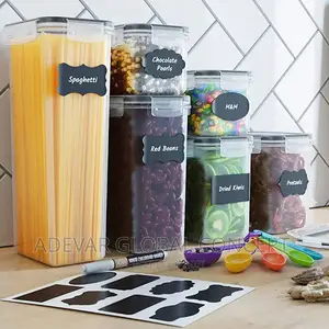 7 PCS Plastic Container Food Storage Cereal Box With Lids
