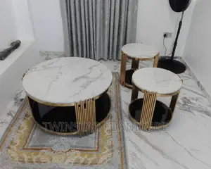 Modern Marble Top Centre Table With 2 Side Stools