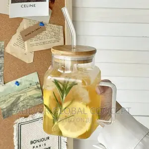 620ml Juice Cup Tea Glass With Straw and Lid