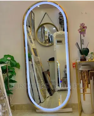 Long Gold Mirror With LED Lights