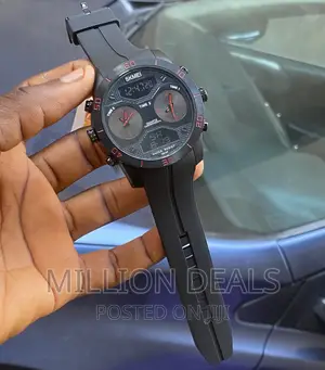 Multifunctional Black Rubber Strap Wrist Watch
