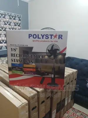Polystar (Pv-3018b) 18"" Rechargeable Stand Fan