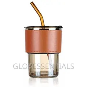 Glass Fashion Cup With Lid Straw and Protective Sleeve