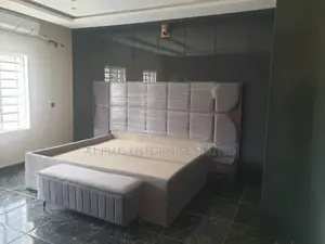 Full-Height Cladded Bed in Dark Grey
