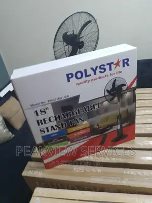New 18" Polystar Rechargeable Standing Fan With Remote