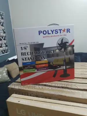New Polystar 18""Inch Rechargeable Fan+ Remote