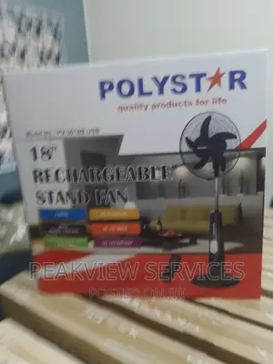 New in 18""Inch Polystar Rechargeable Fan+ Remote