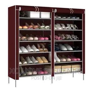 Double Row Shoe Storage Organizer With Nonwoven Fabric Cover