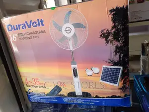 Duravolt 16" Rechargeable Solar Standing Fan