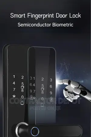 Black Electronic Smart Door Lock With Biometric Fingerprint