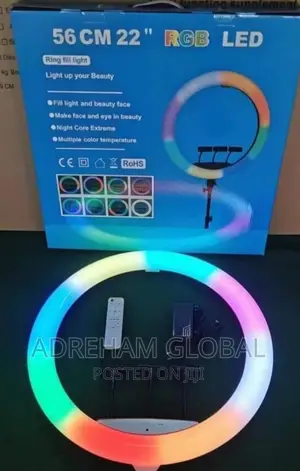 22 Inches RGB Ring Light +3 Phone Holder+Remote+Tripod Stand