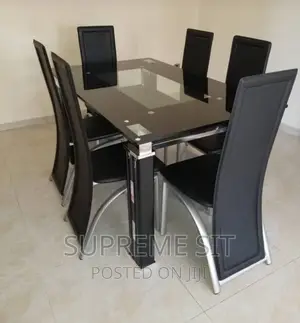 Classic Glass Dinning Set by 6 Chairs and Table