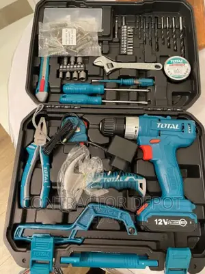 Total 128 Pieces Tool Set With 12V Li-Ion Cordless Drill