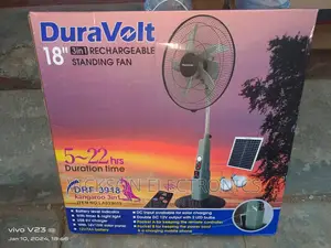 Duravolt 18" Rechargeable Fan With Solar Panel and 2bulbs