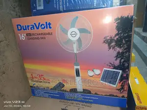 Duravolt 16" Rechargeable Fan With Solar Panel and 2bulbs