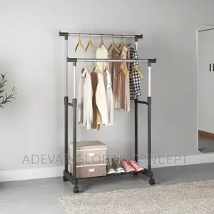 Double Pole Cloth Hanger With Wheel