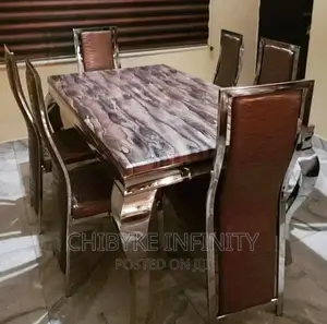 Imported Top Quality Marble Dining Table With 6 Chairs