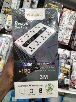 8 Ways Ac Extension Sockets + 5 Usb Ports