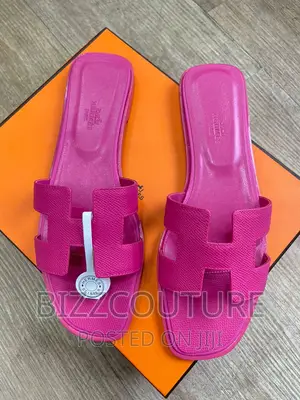 Original HERMES Leather Slippers Available in Store