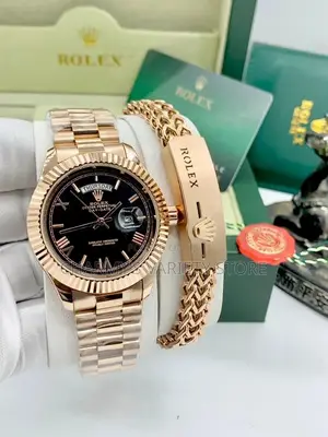 Rolex Rose Gold Chain Watch Day-Date With Bracelet