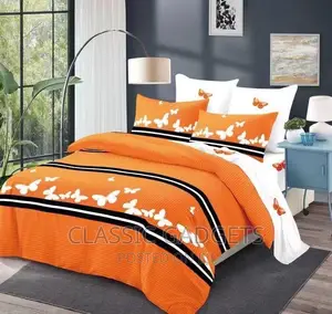 White and Orange Fitted Bedspreads With Duvet for Your Rooms