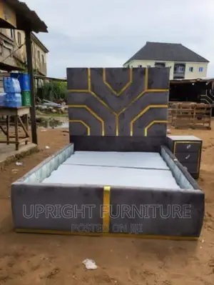 Padded Bedframe 4 and Half by 6 With One Side Drawer