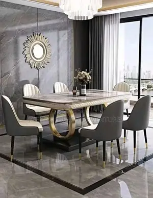 Marble Dining Table By6 With Leather Chair.
