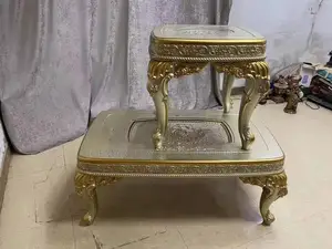 Turkish Marble Center Table With Two Side Stools.