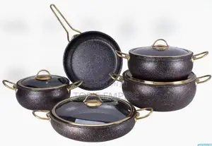 Quality 10pcs Gold Handle Granite Pot Induction Bottom
