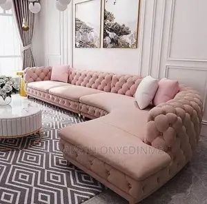 L Shape Sofa Chairs Peach Color