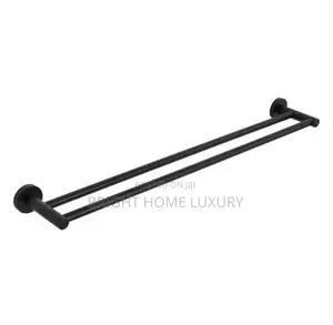 Wall Mounted Black Stainless Steel Double Towel Rail