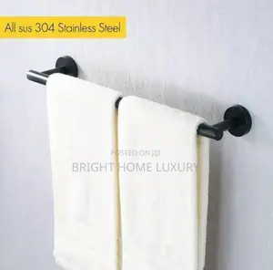 Wall Mounted Black Stainless Steel Single Towel Rail Hanger
