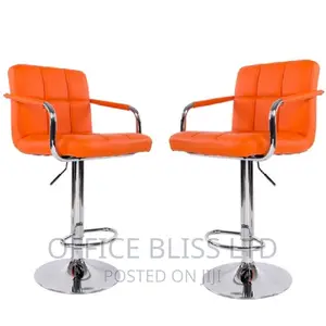 Set of 2 Adjustable High Bar Stools - ORANGE