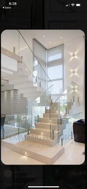 Frameless Handrail for Step Case With Tempered Glass