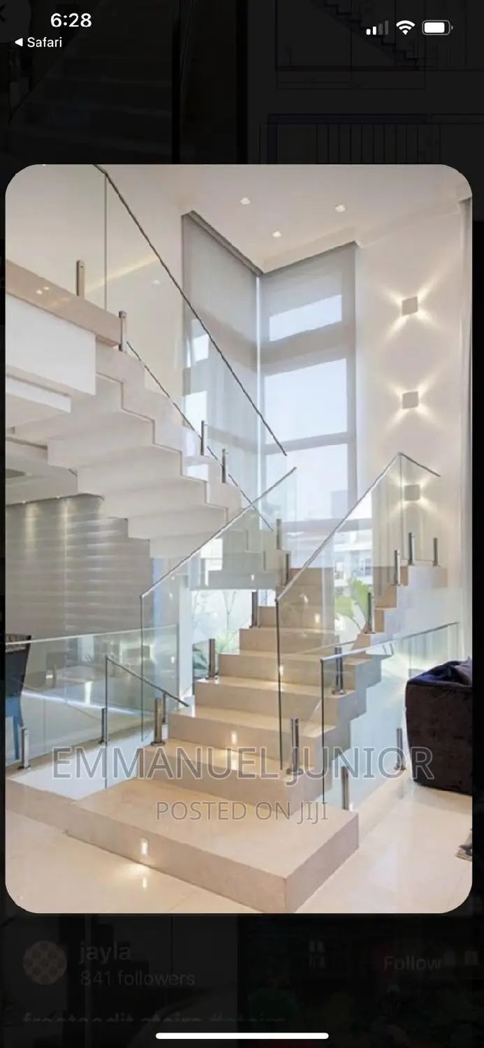 Frameless Handrail for Step Case With Tempered Glass