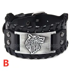 Wolf Leather Braided Bracelet