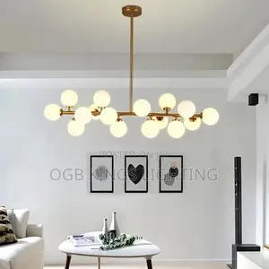 Nordic LED Chandelier Glass Ball Gold Black Pendant Lamp