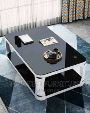 New Modern Glass Top Centre Table With 2 Side Stools